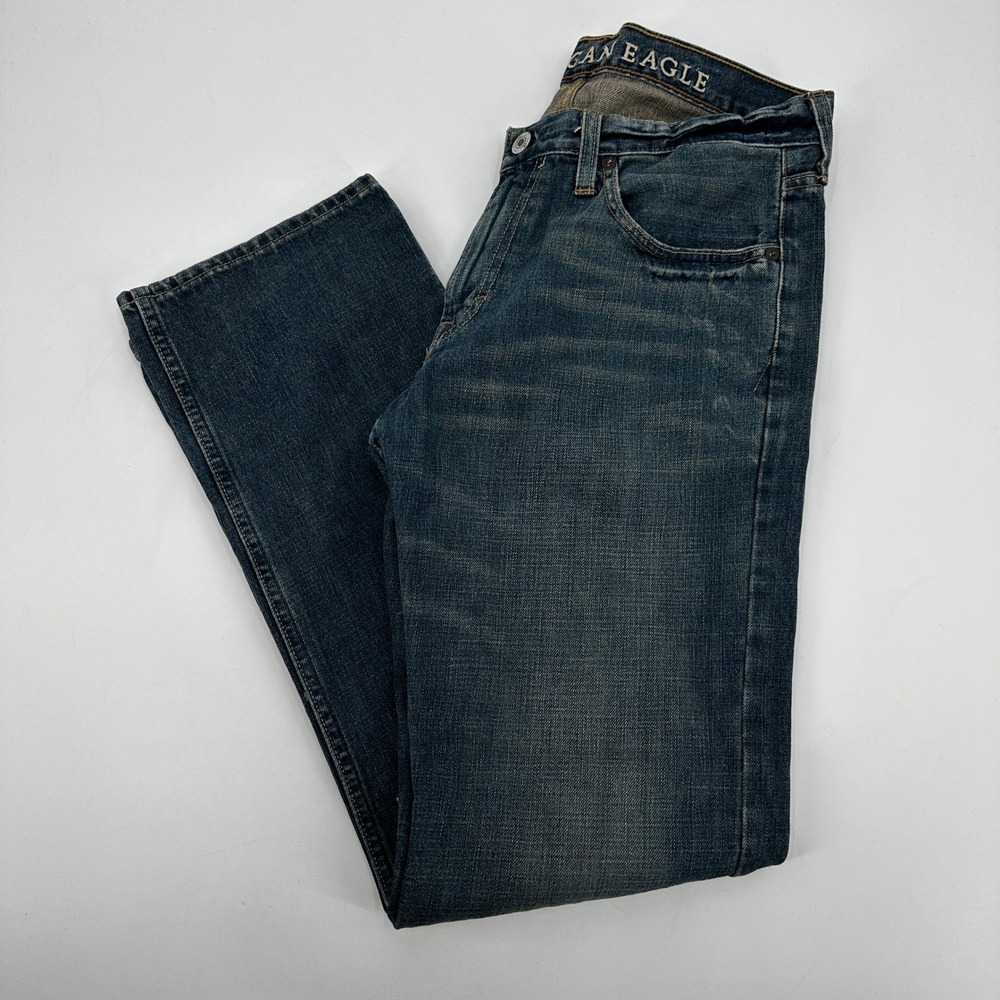 American Eagle Mens Original Straight Dark Wash Denim Jeans 32x32 Streetwear